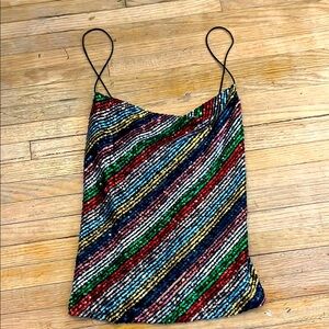 Milly multicolor sequin cowl neck gia camisole